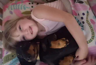 Leah with chihuahua puppy